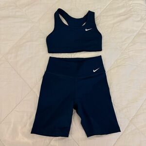Nike Dri-Fit Navy Blue Shorts and Sports Bra. Used. XS